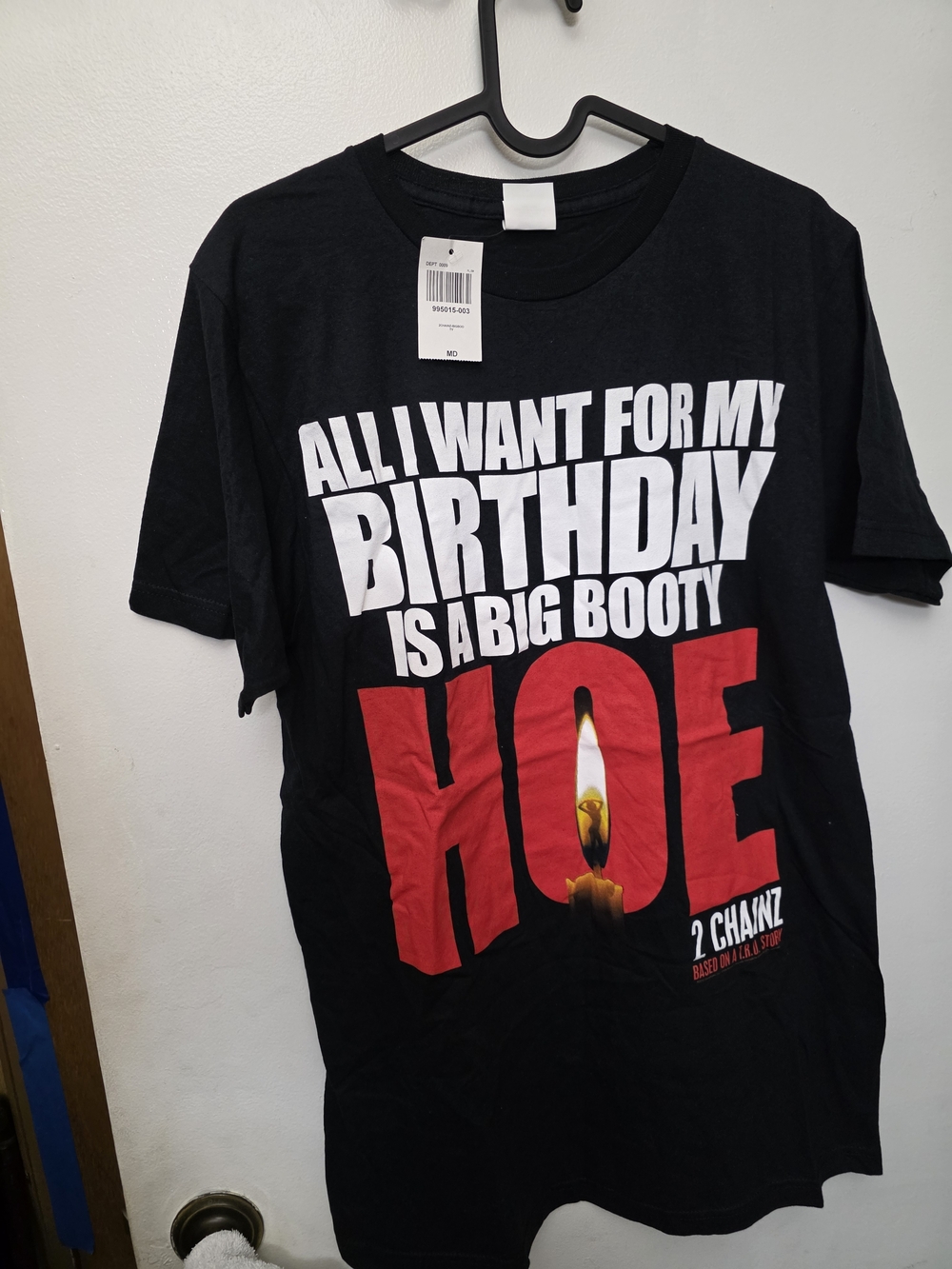 Bay Island Black T‑Shirt with White and Red Graphic
